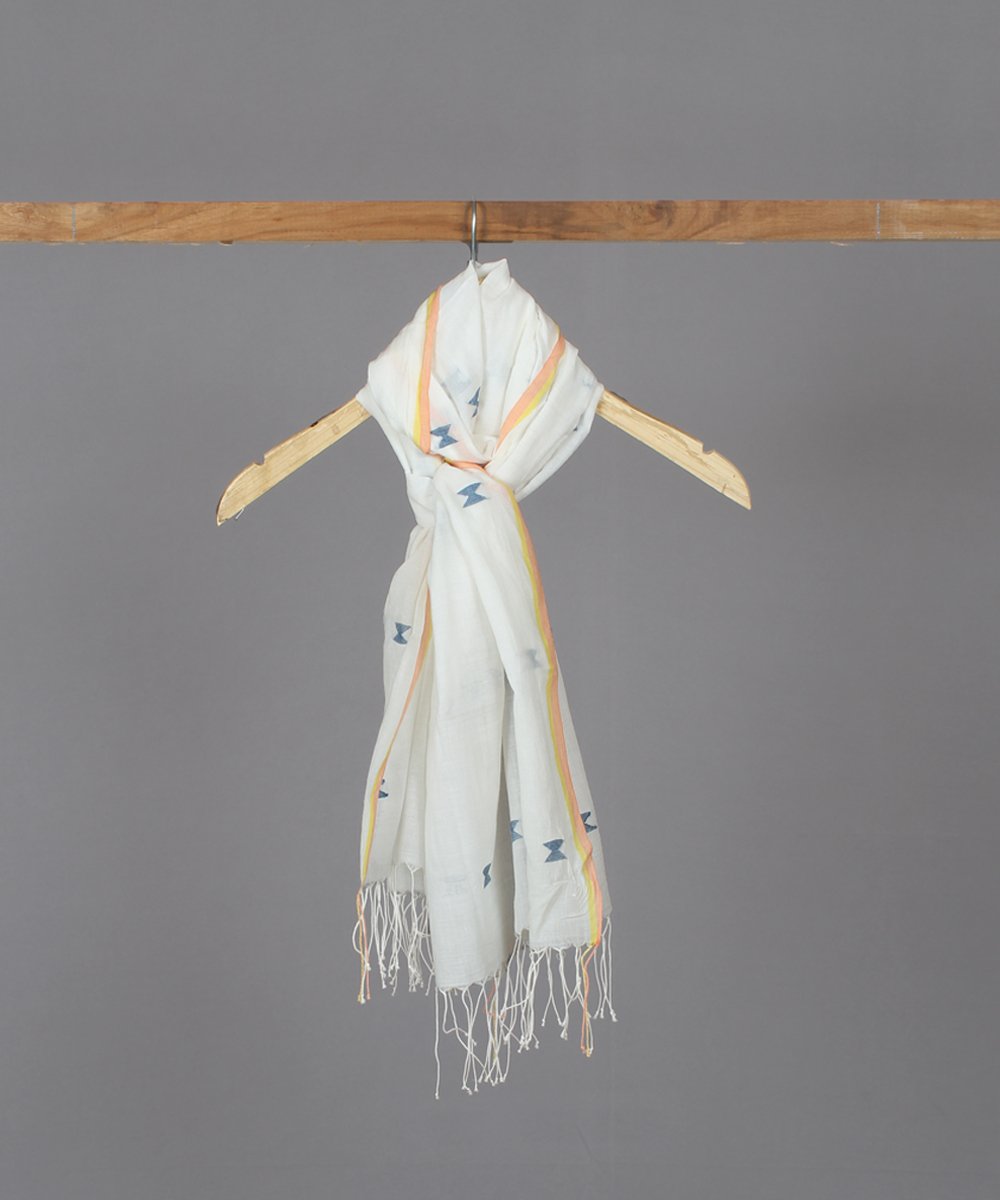 white hand loom eri silk stole