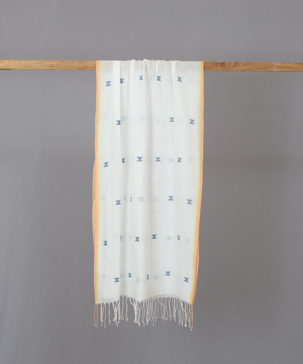 white hand loom eri silk stole