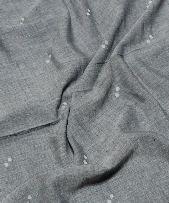 0.52m Grey white handwoven cotton jamdani fabric