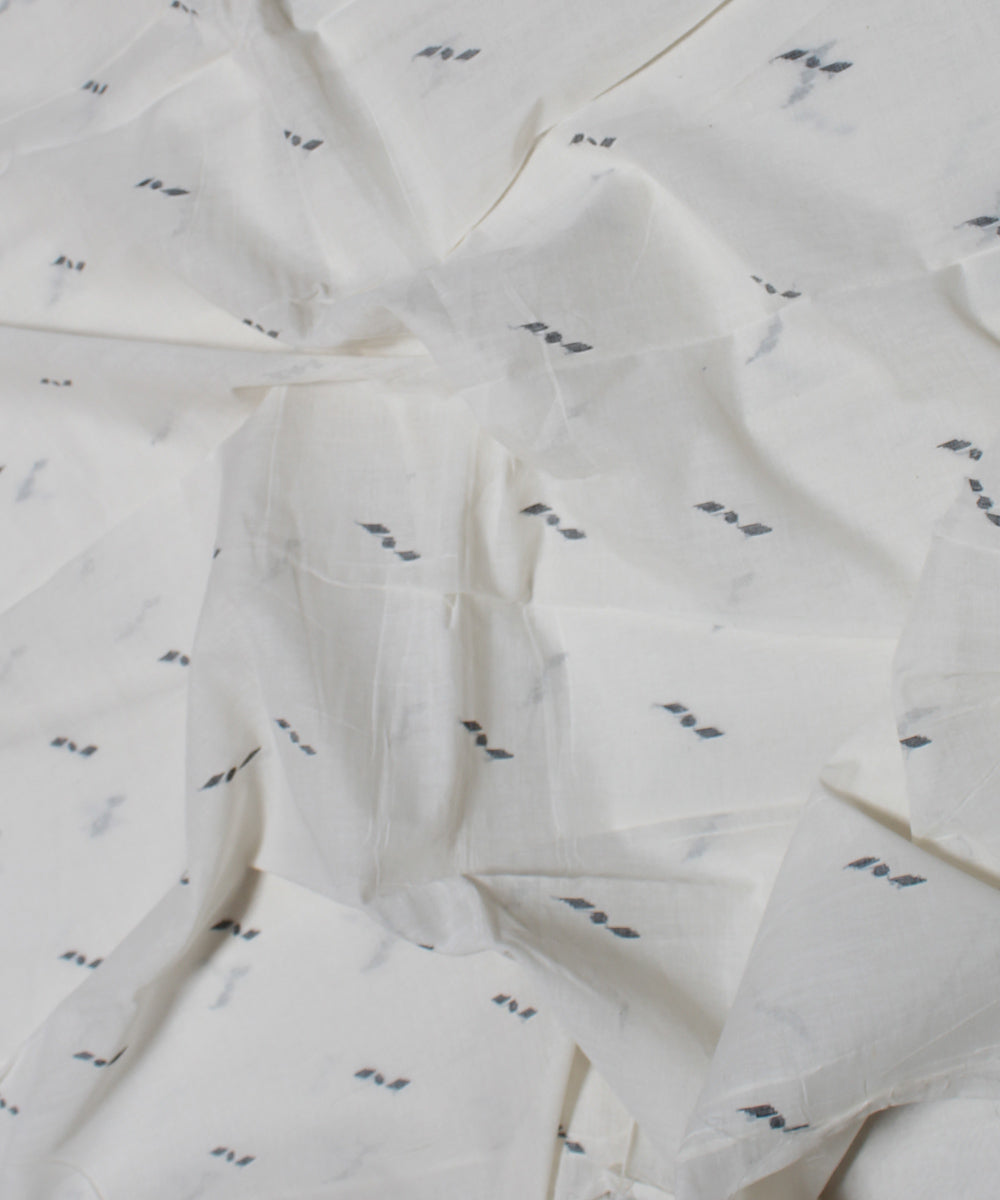 0.35m White black handwoven cotton jamdani fabric