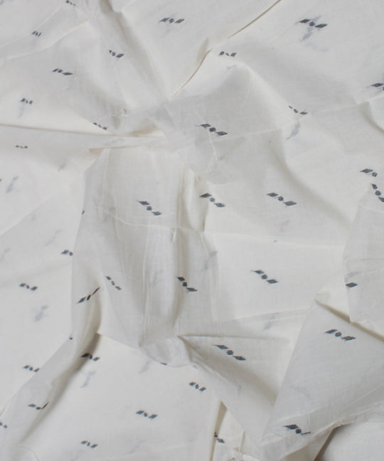 0.35m White black handwoven cotton jamdani fabric