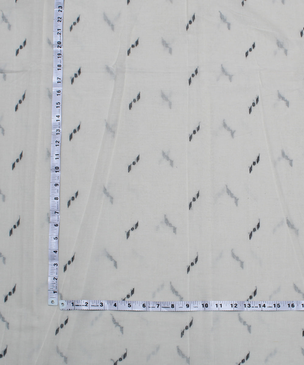 0.35m White black handwoven cotton jamdani fabric