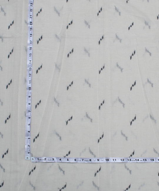 0.35m White black handwoven cotton jamdani fabric