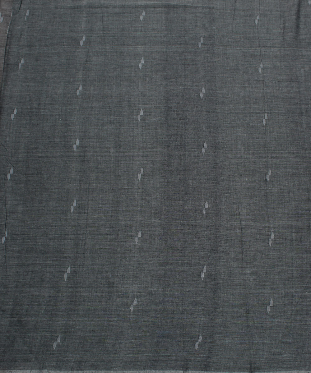 1.1m Grey white handwoven cotton jamdani fabric