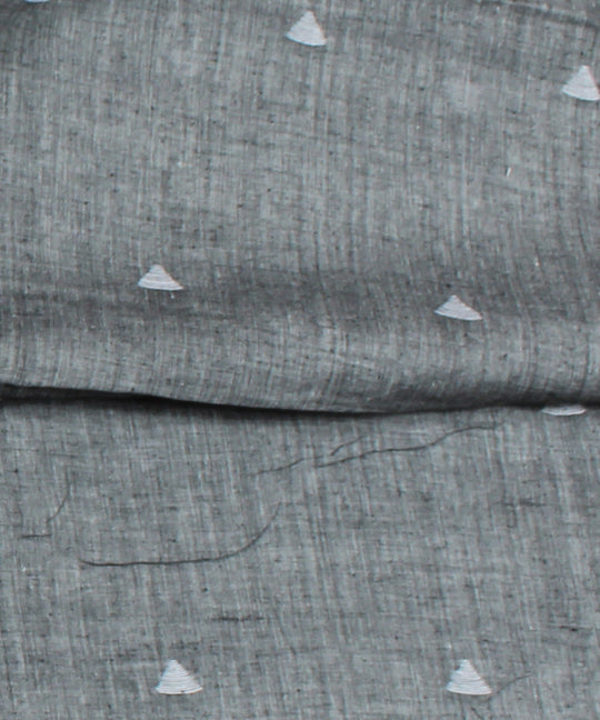 0.5m Grey handwoven cotton jamdani fabric