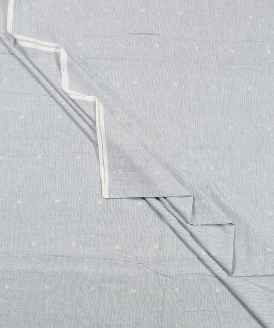 1m Blue white stripe handwoven cotton jamdani fabric
