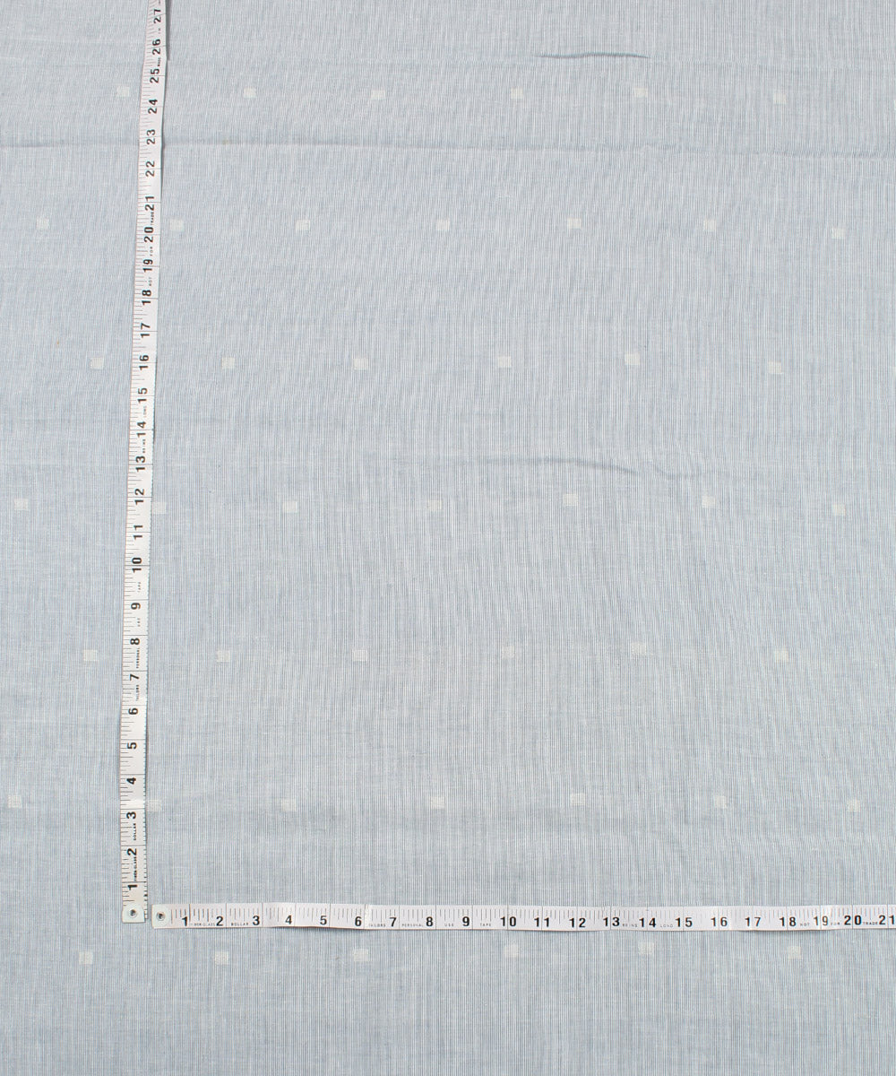 1m Blue white stripe handwoven cotton jamdani fabric