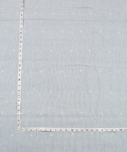 1m Blue white stripe handwoven cotton jamdani fabric