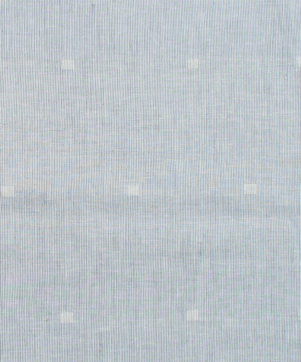 1m Blue white stripe handwoven cotton jamdani fabric
