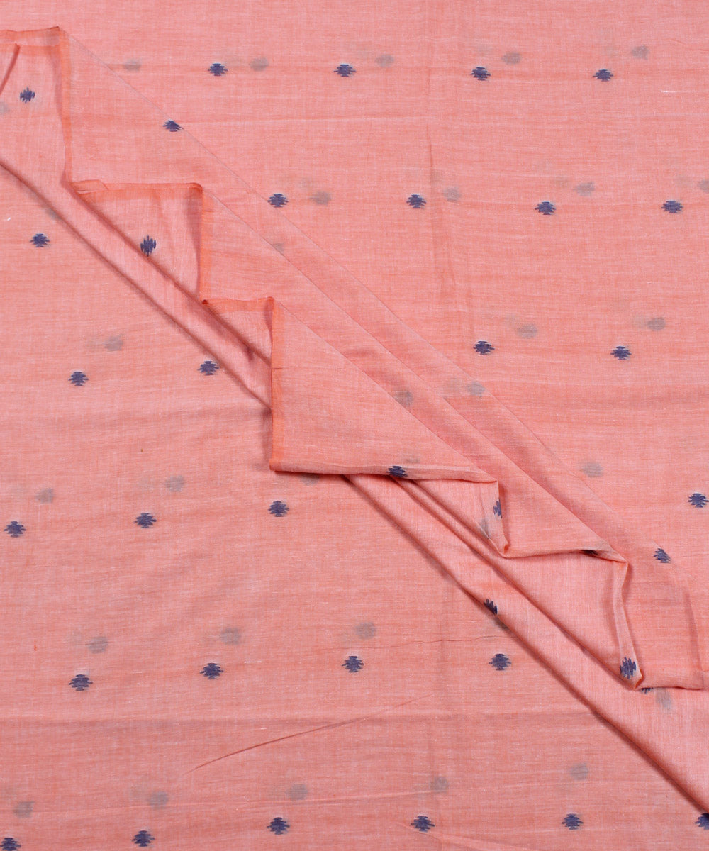0.5m Peach handloom cotton jamdani fabric