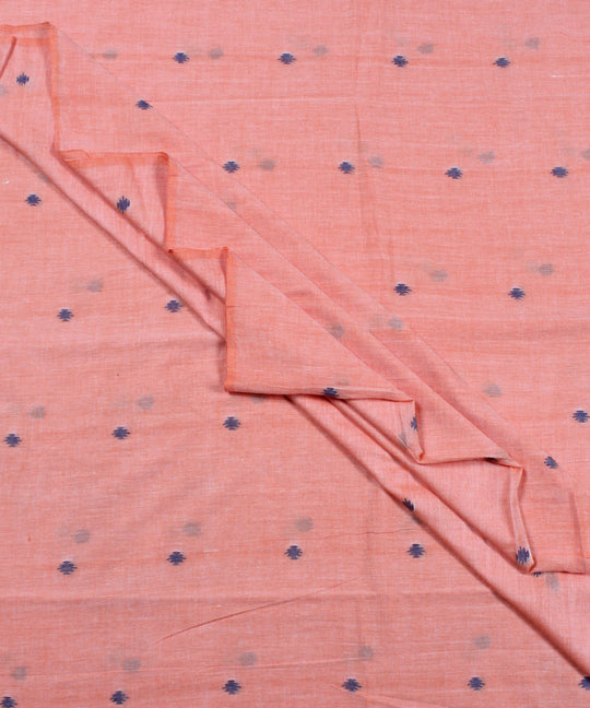 0.5m Peach handloom cotton jamdani fabric