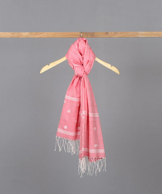 Star motif in pink jamdani stole