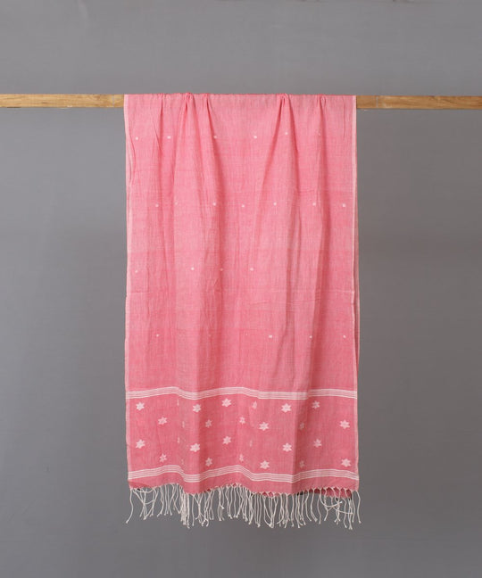 Star motif in pink jamdani stole