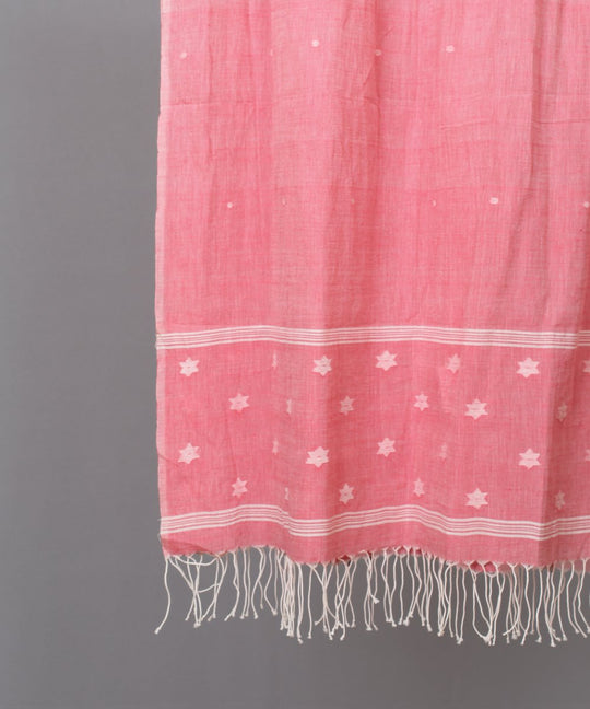 Star motif in pink jamdani stole