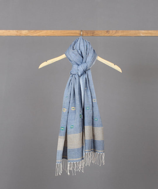 Powder blue stole in floral motif