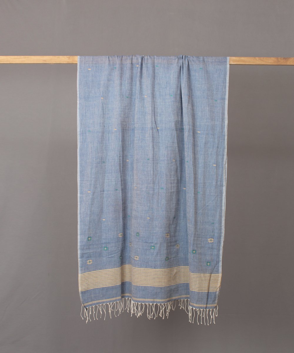 Powder blue stole in floral motif