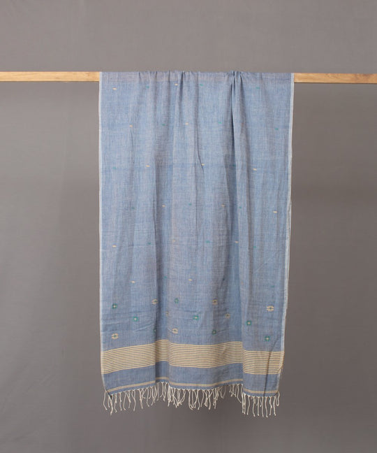 Powder blue stole in floral motif