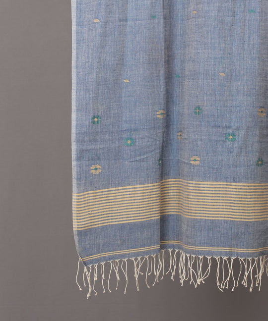 Powder blue stole in floral motif