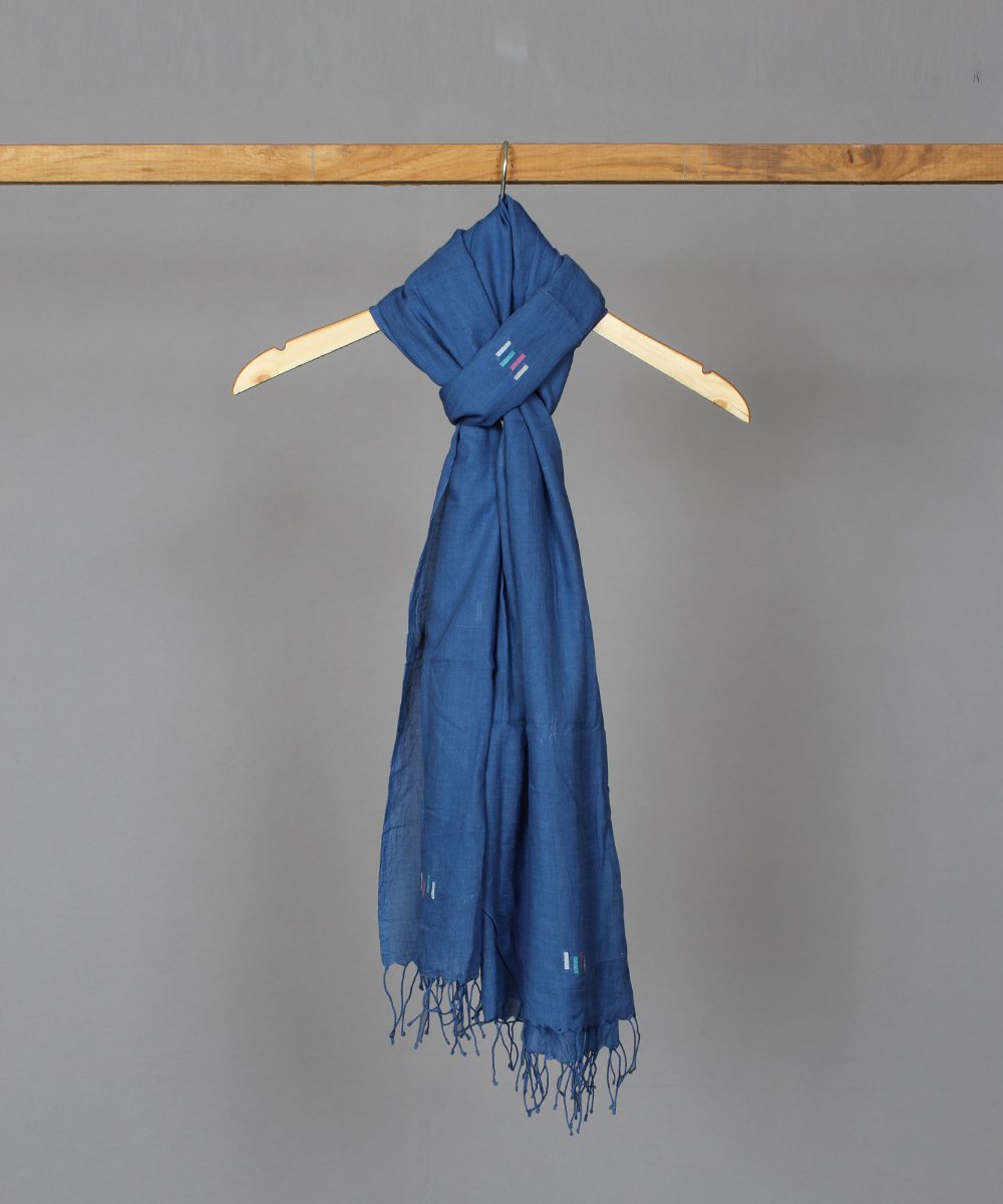 Cobalt blue jamdani muslin stole