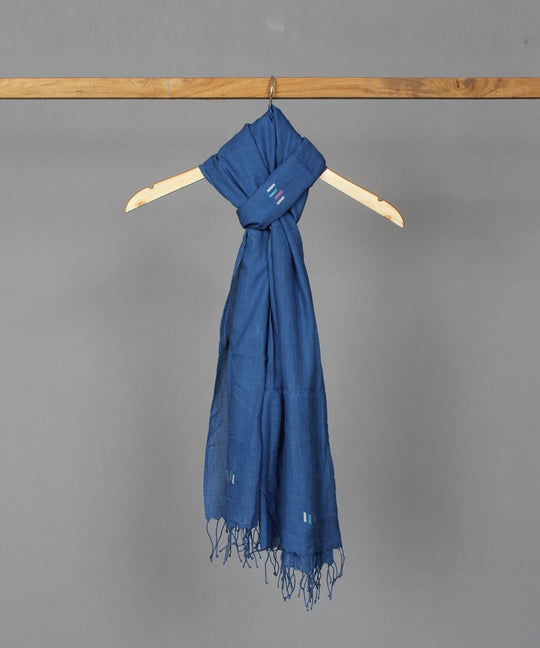 Cobalt blue jamdani muslin stole