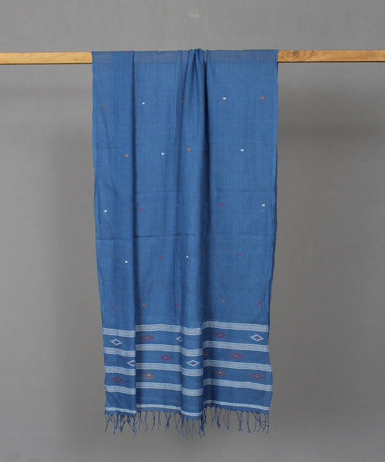 Ink blue muslin jamdani stole