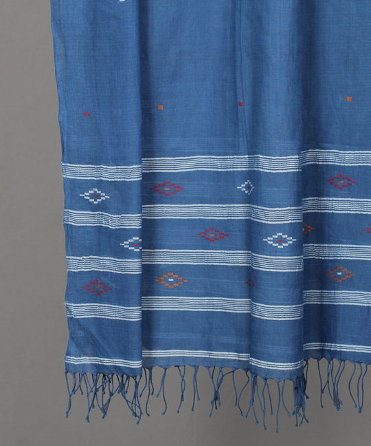 Ink blue muslin jamdani stole