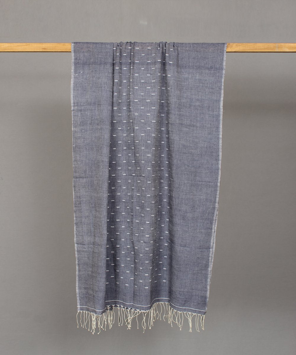 Bluish grey muslin jamdani stole