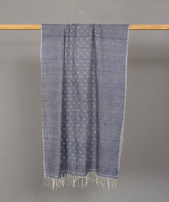 Bluish grey muslin jamdani stole