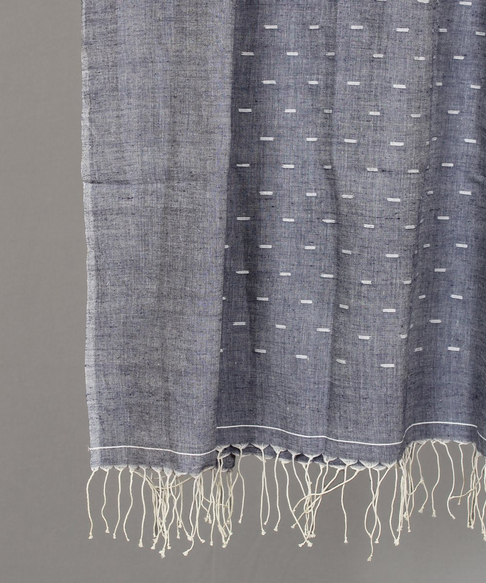 Bluish grey muslin jamdani stole