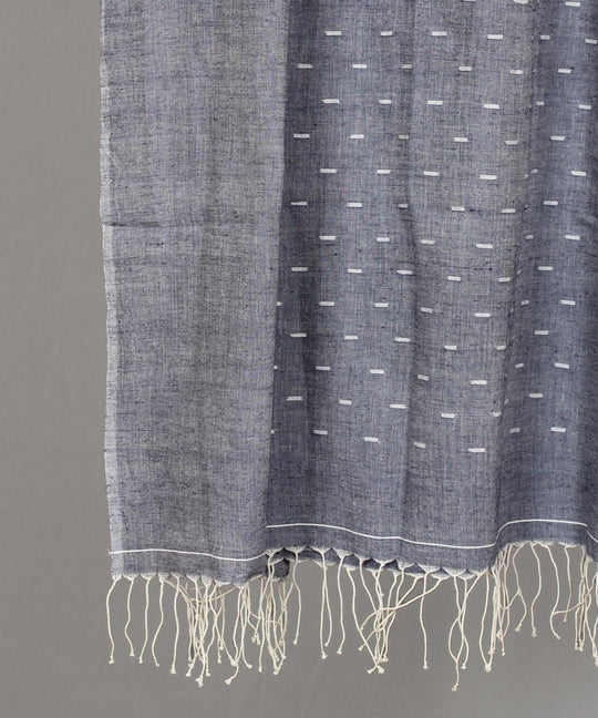 Bluish grey muslin jamdani stole