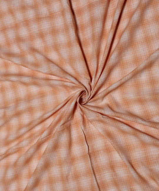 2.5m Orange white checks handwoven cotton kurta material