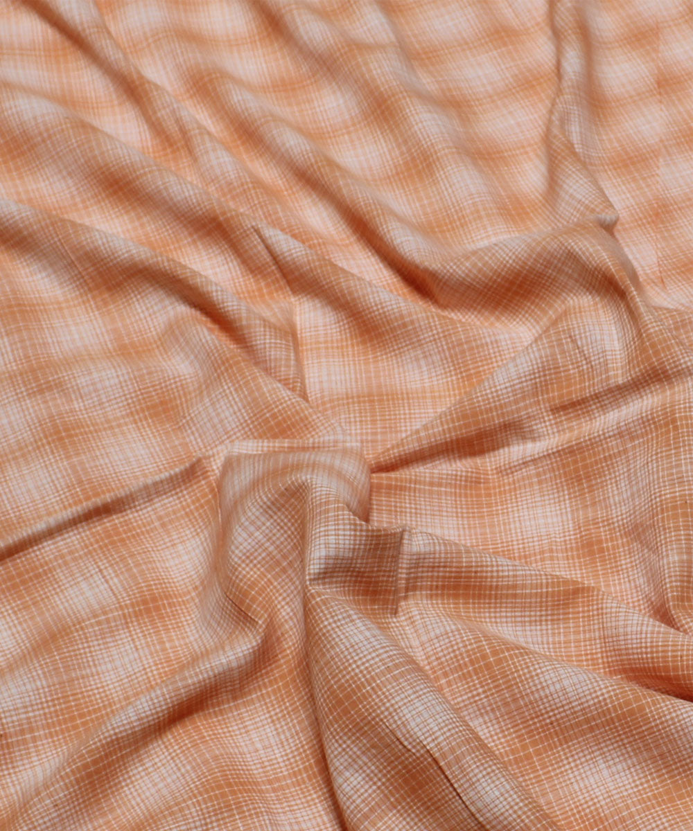 2.5m Orange white checks handwoven cotton kurta material