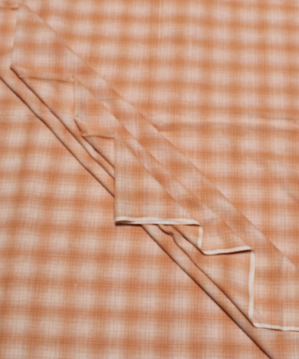 2.5m Orange white checks handwoven cotton kurta material