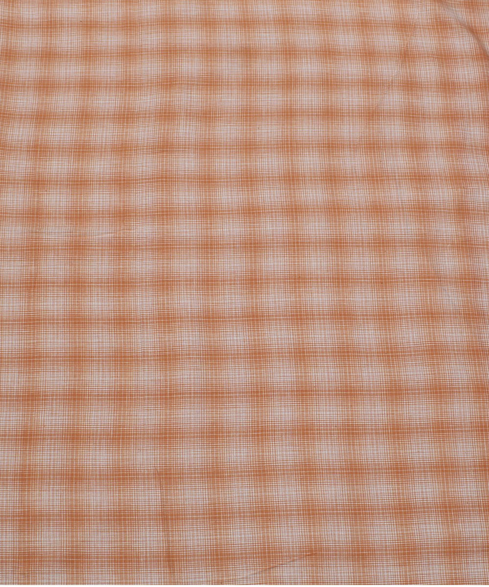 2.5m Orange white checks handwoven cotton kurta material