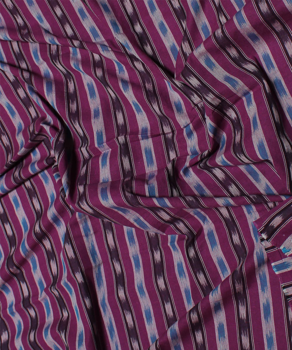 0.48m Purple multi stripes handwoven cotton pochampally fabric