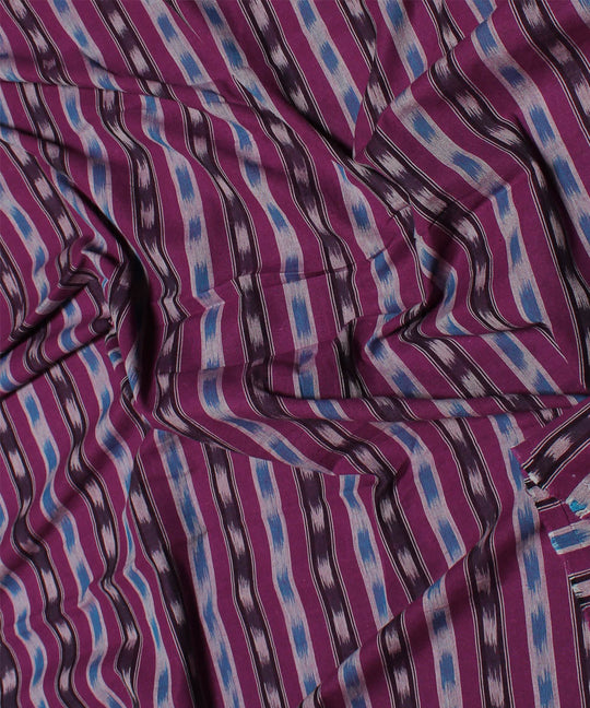 0.48m Purple multi stripes handwoven cotton pochampally fabric