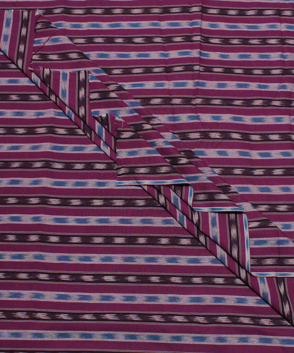 0.48m Purple multi stripes handwoven cotton pochampally fabric