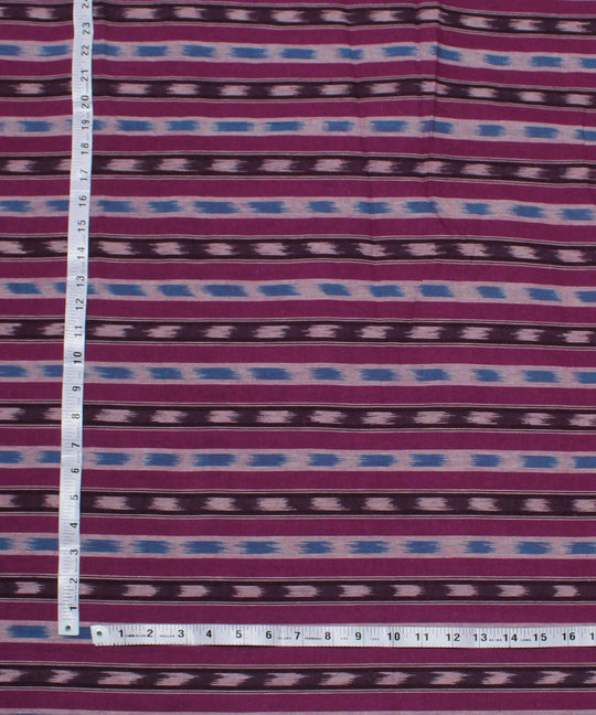 0.48m Purple multi stripes handwoven cotton pochampally fabric