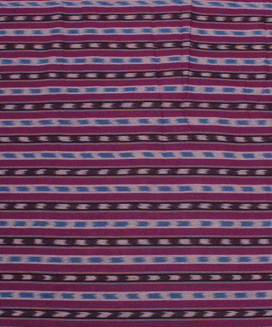 0.48m Purple multi stripes handwoven cotton pochampally fabric