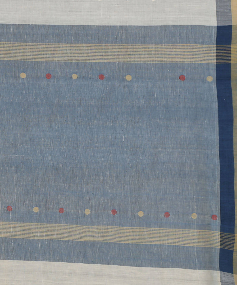 White and blue cotton srikakulam jamdani handwoven saree
