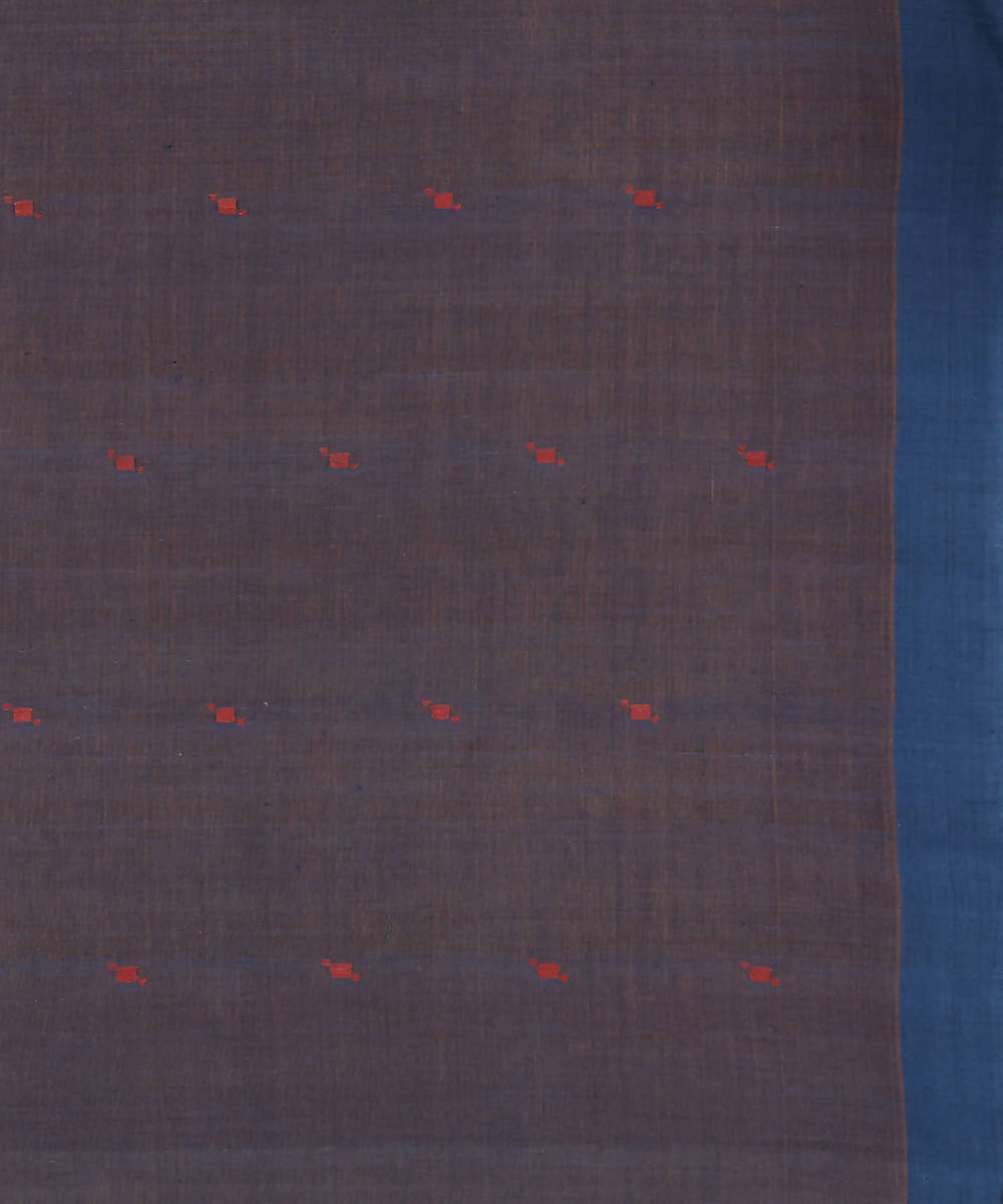 Brown cotton srikakulam jamdani handwoven saree