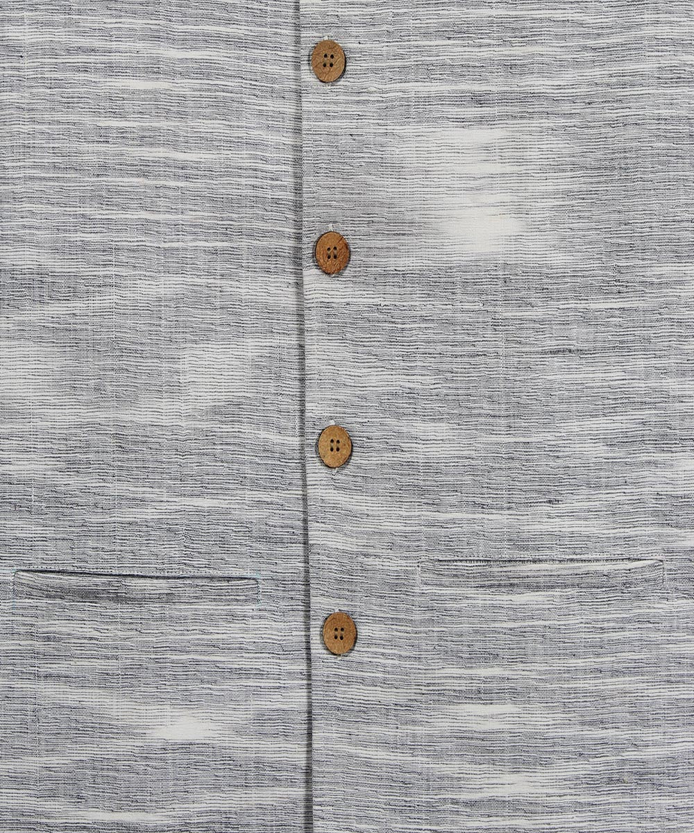 White navy blue cotton nehru jacket