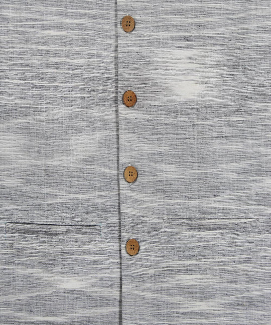 White navy blue cotton nehru jacket
