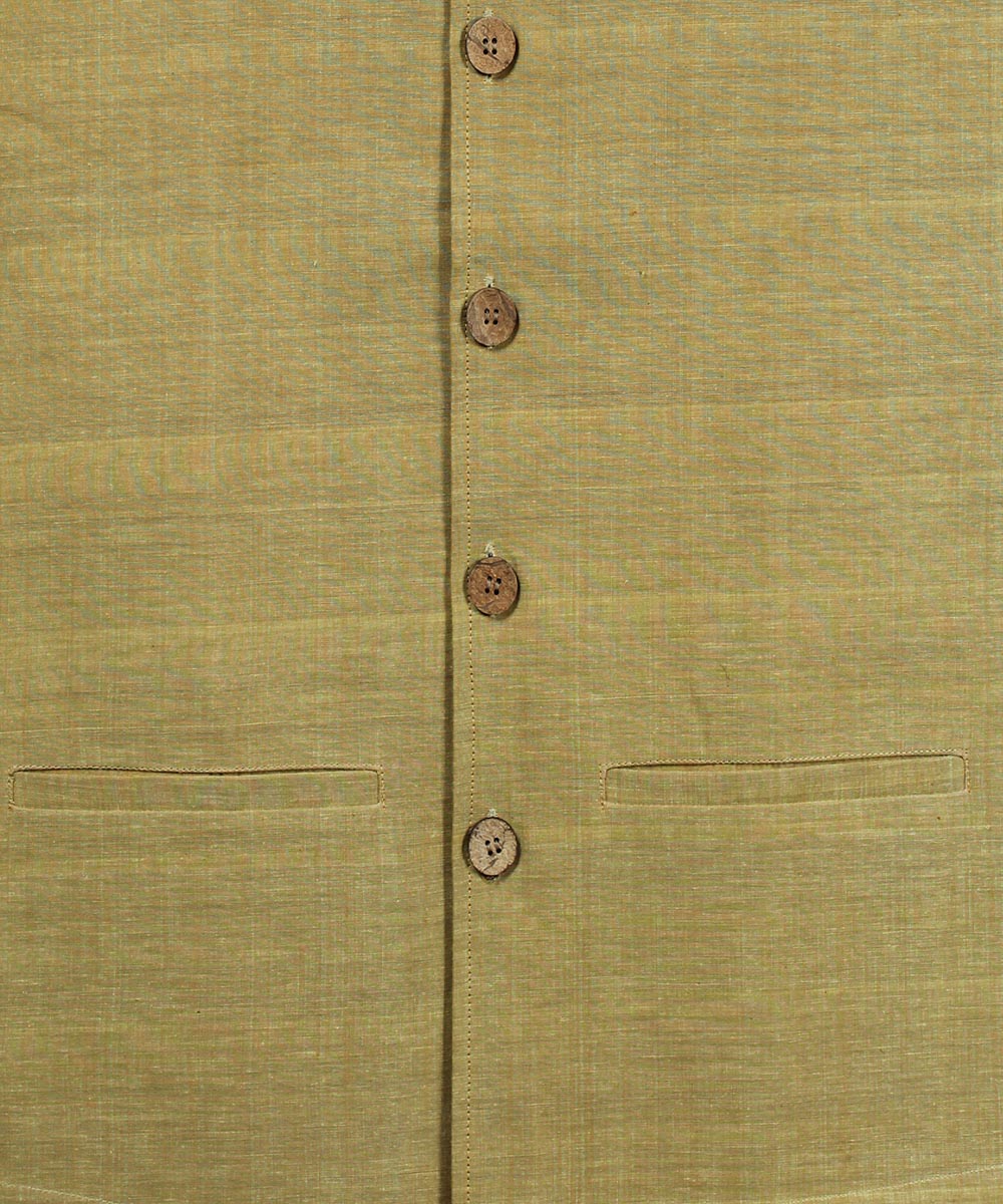 Mustard yellow cotton nehru jacket