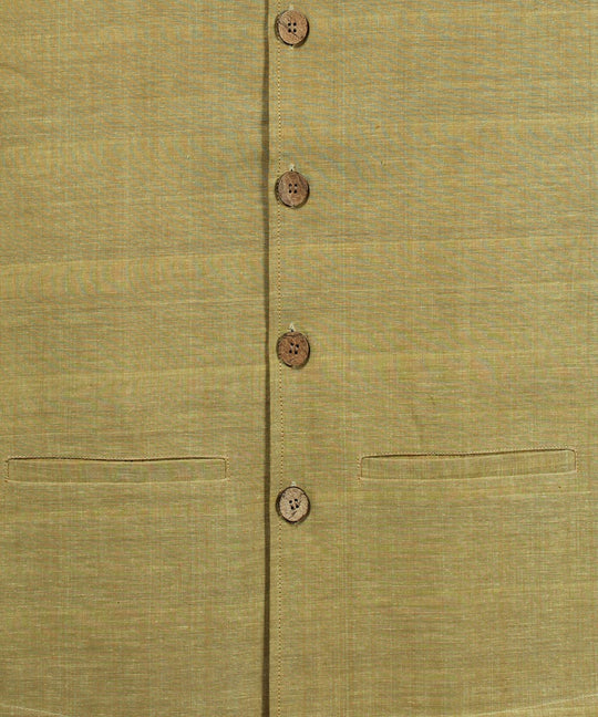 Mustard yellow cotton nehru jacket