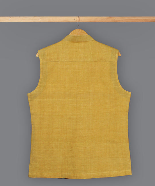 Mustard yellow cotton nehru jacket