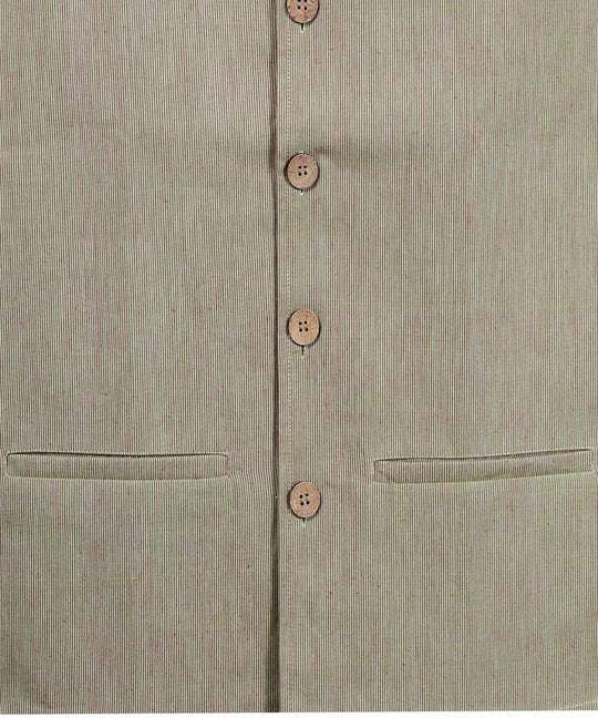 Beige red stripe cotton nehru jacket
