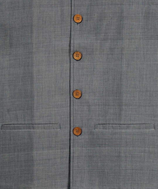 Pale blue cotton nehru jacket