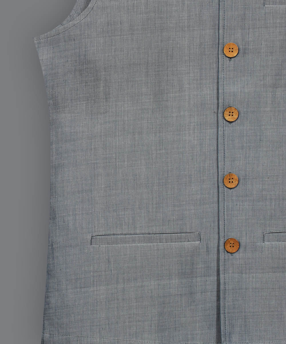 Grey cotton nehru jacket