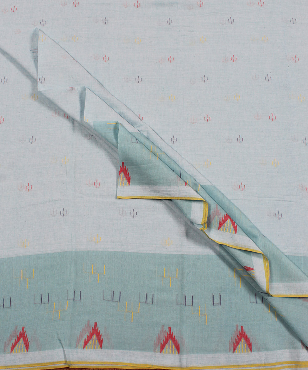 Light blue handloom bengal cotton jamdani fabric